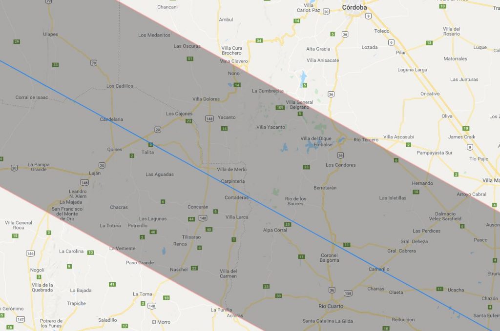 Total Solar Eclipse 2019 Map - Argentina - San Luis/Córdoba
