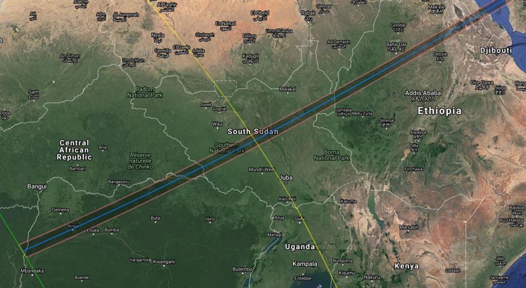 Annular Solar Eclipse Path - Central Africa