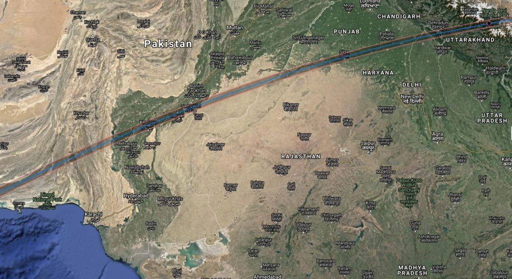 Annular Solar Eclipse Path 2020 - Pakistan and India