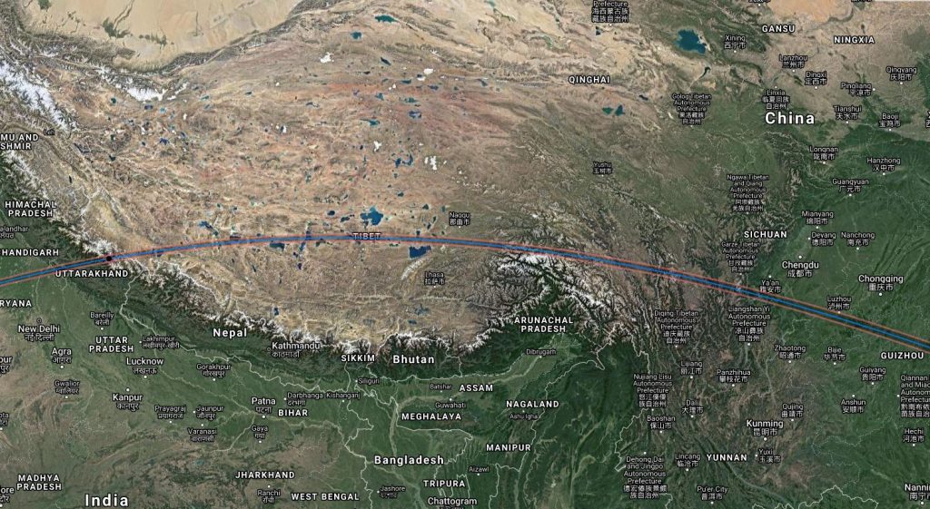 Annular Solar Eclipse Path 2020 - Tibet, China