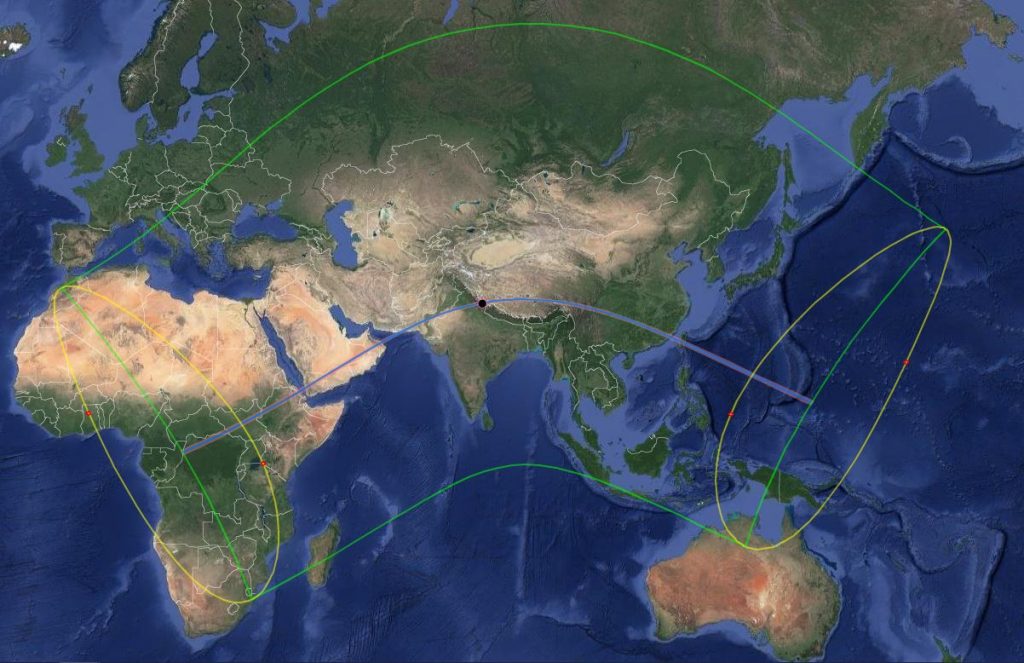 Path of the annular solar eclipse 2020